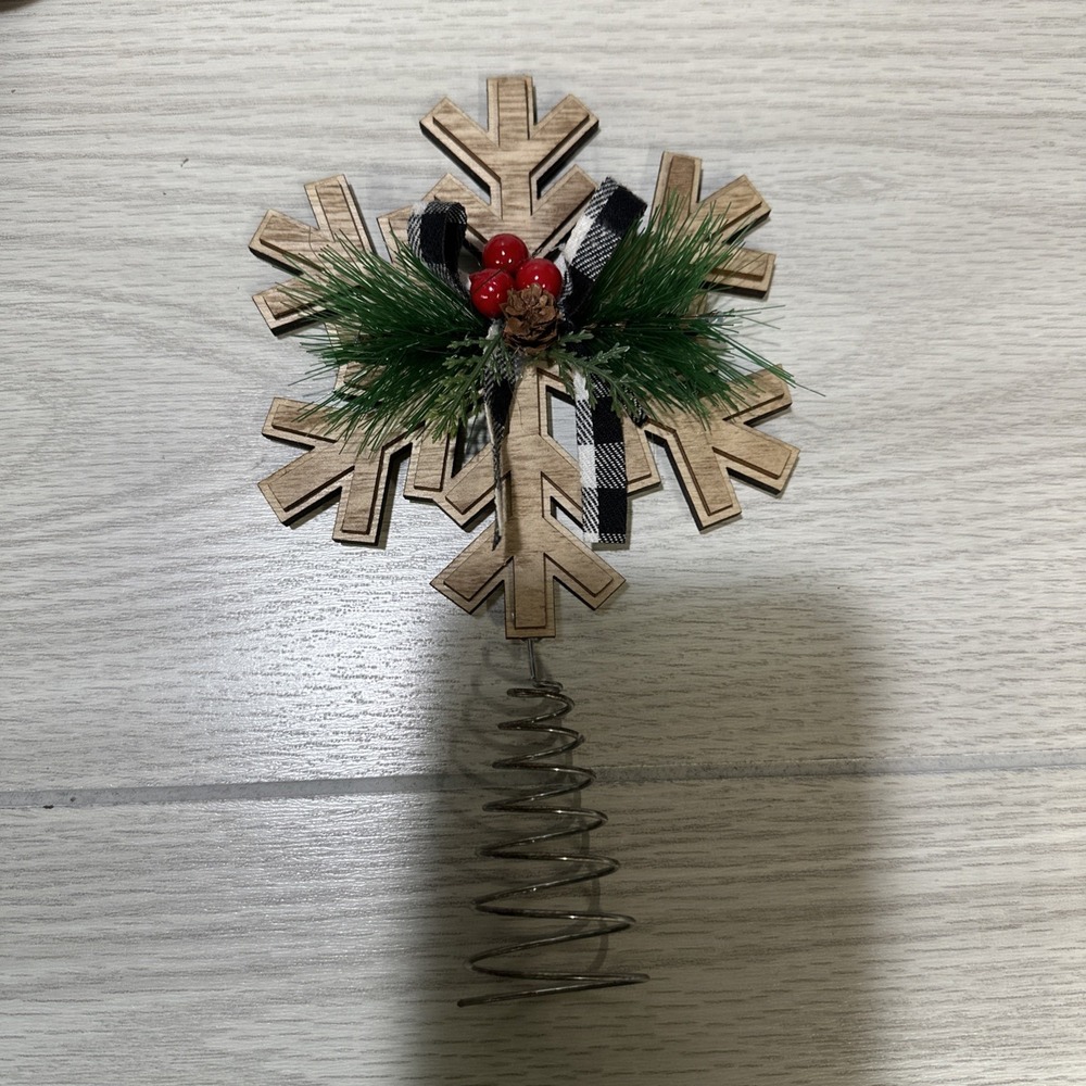 Mixed Media Buffalo‎ Plaid Sled 9.5x5x5" & Tree Toppers (Set of 2) 8" Holiday - Picture 4 of 4